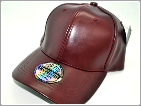1607 03 PLAIN PU LEATHER BASEBALL CAP BURGUNDY